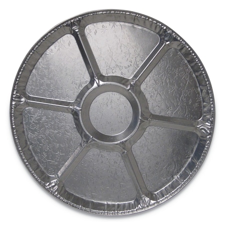 DURABLE PACKAGING Aluminum Cater Trays, 7 Comp Lazy Susan, 18"d x 0.94"h, Silver, PK50 PK 18LS